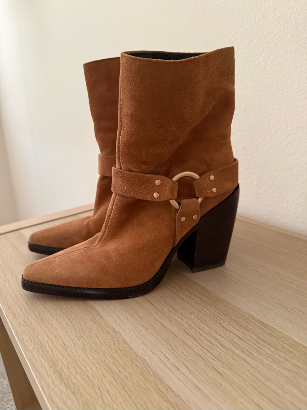 rag & bone Cognac Suede Ring-Detail Ankle Boots - Picture 2 of 6